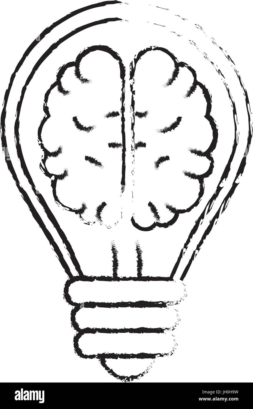 figure creative bulb with brain inside over white background Stock ...