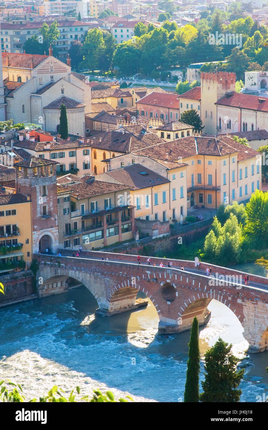 Overview of Verona and Adige River from Castel San Pietro Stock Photo ...