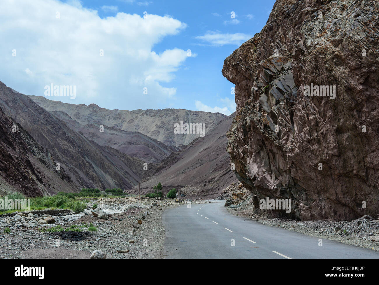 Dangerous road on high altitude LadakhLeh road in Himalayan mountain