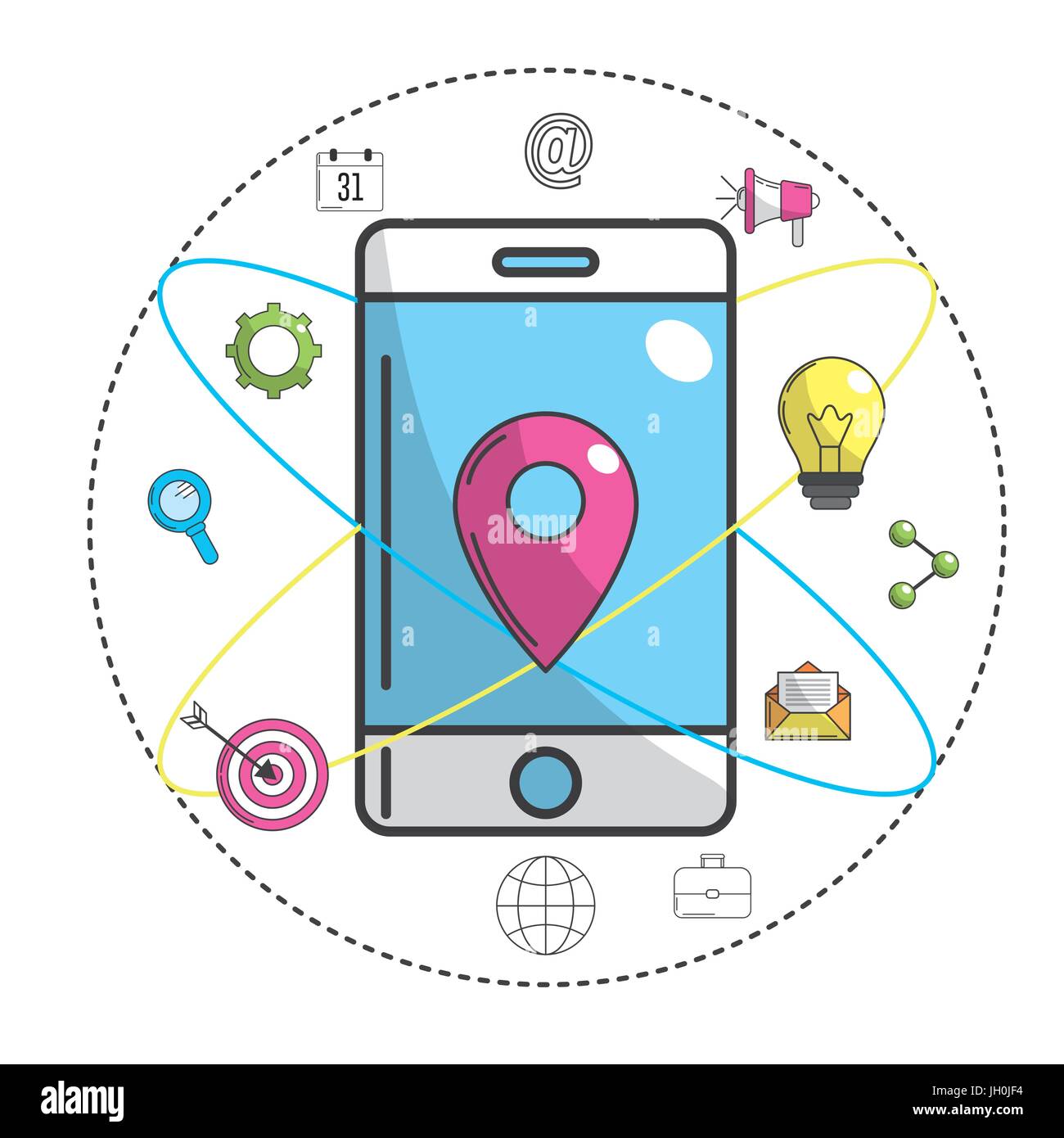 smartphone with ubication symbol and technology icon Stock Vector Image ...