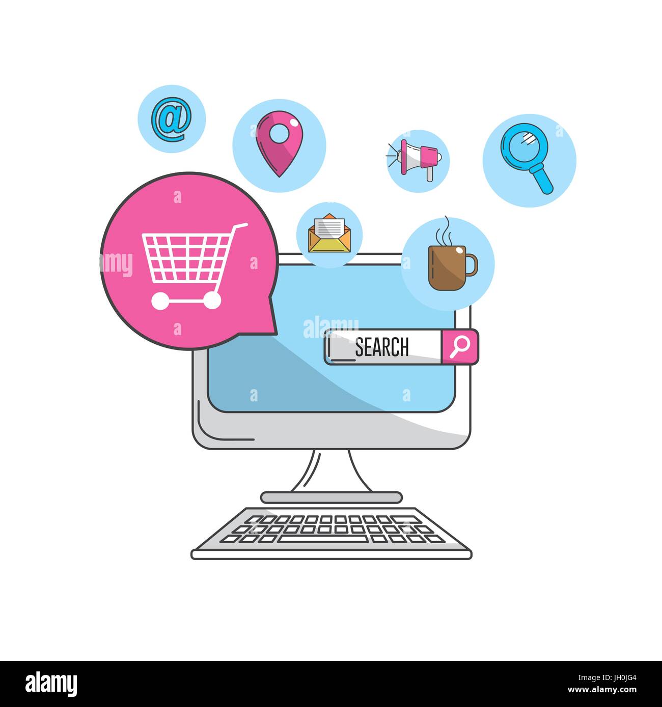 computer to marketing business and technology icons Stock Vector Image ...