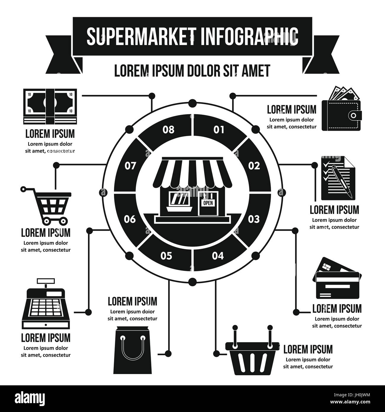 Supermarket infographic concept, simple style Stock Vector