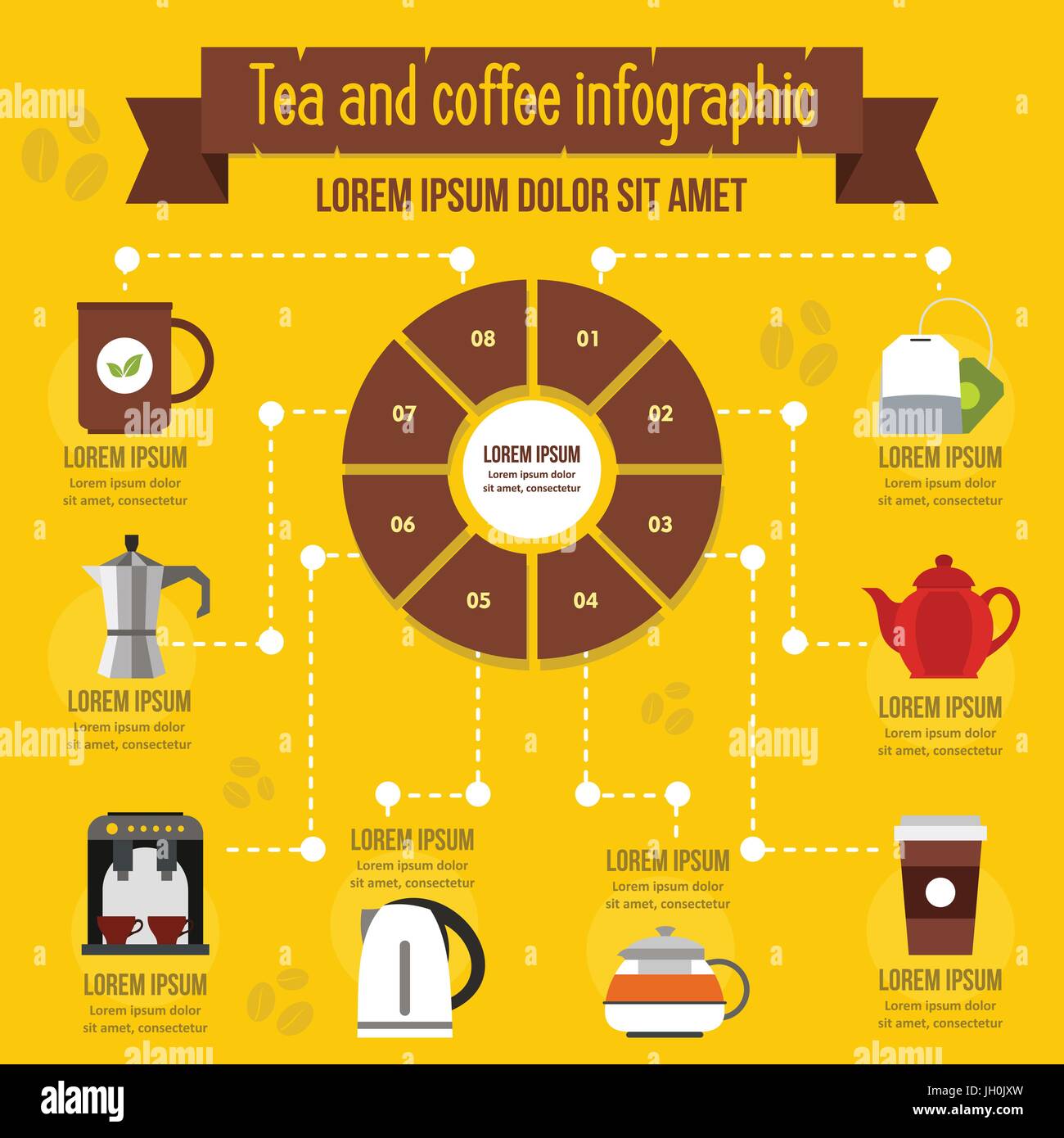 Tea and coffee infographic concept, flat style Stock Vector Image & Art