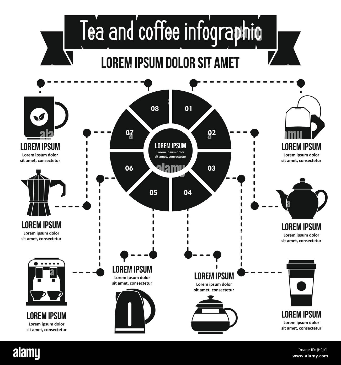 Tea and coffee infographic concept, simple style Stock Vector Image