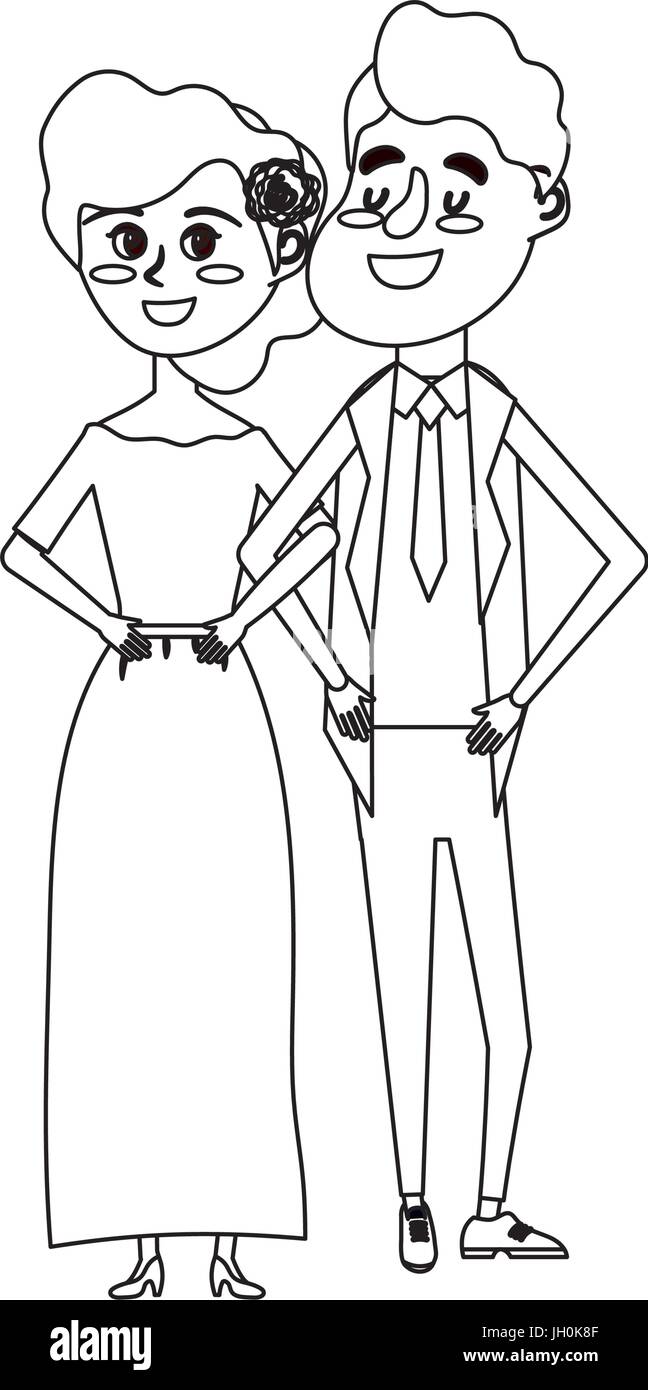 line happy couple together and romantic celebration Stock Vector Image ...