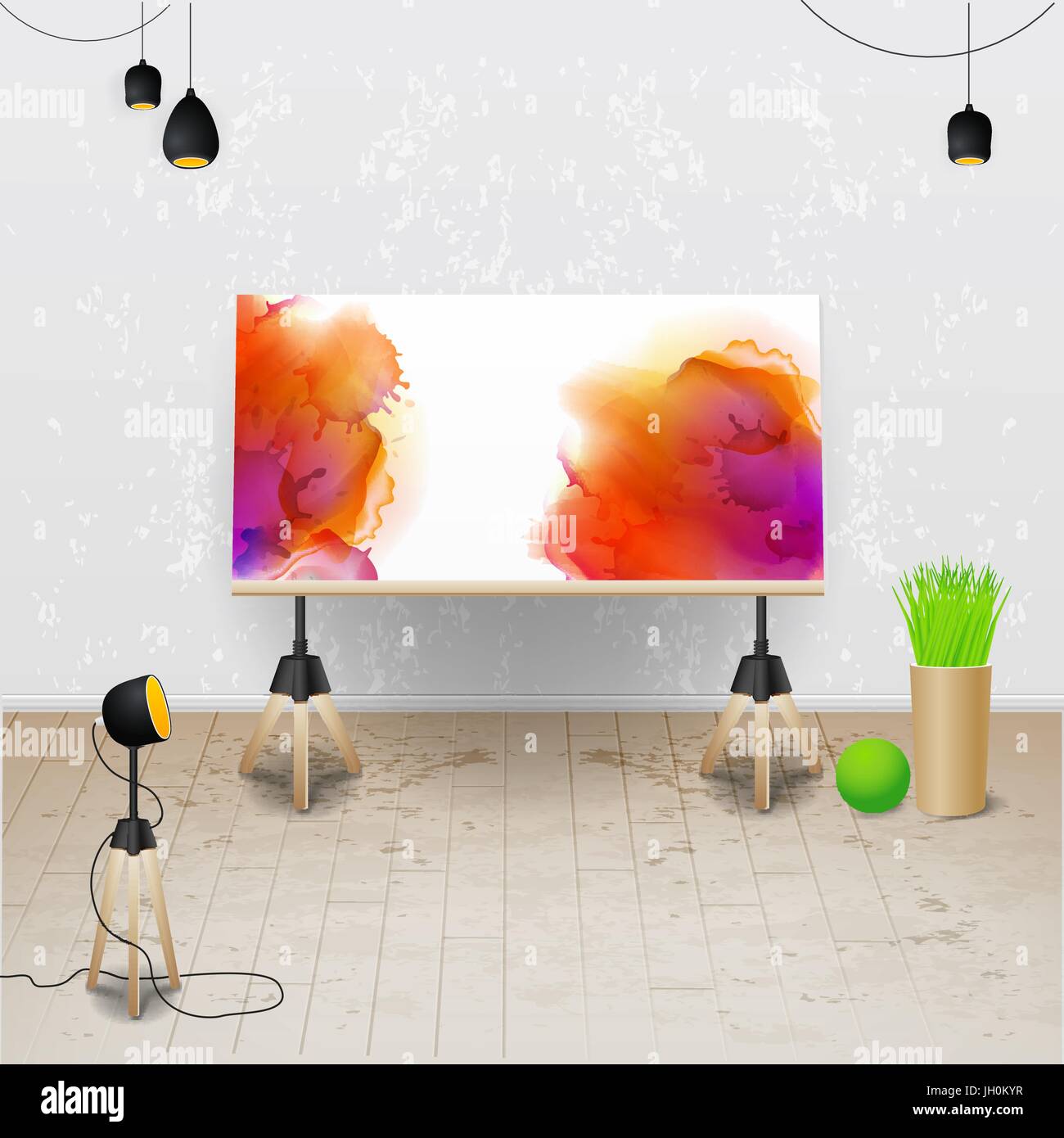 Workplace room. Vector illustration of modern office Stock Vector Image ...