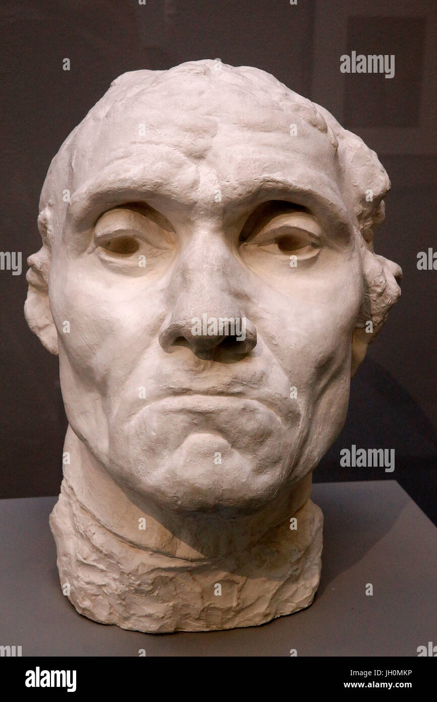 Rodin museum, Paris. Jean d'Aire, colossal head. 1908-1909. Plaster. France. Stock Photo