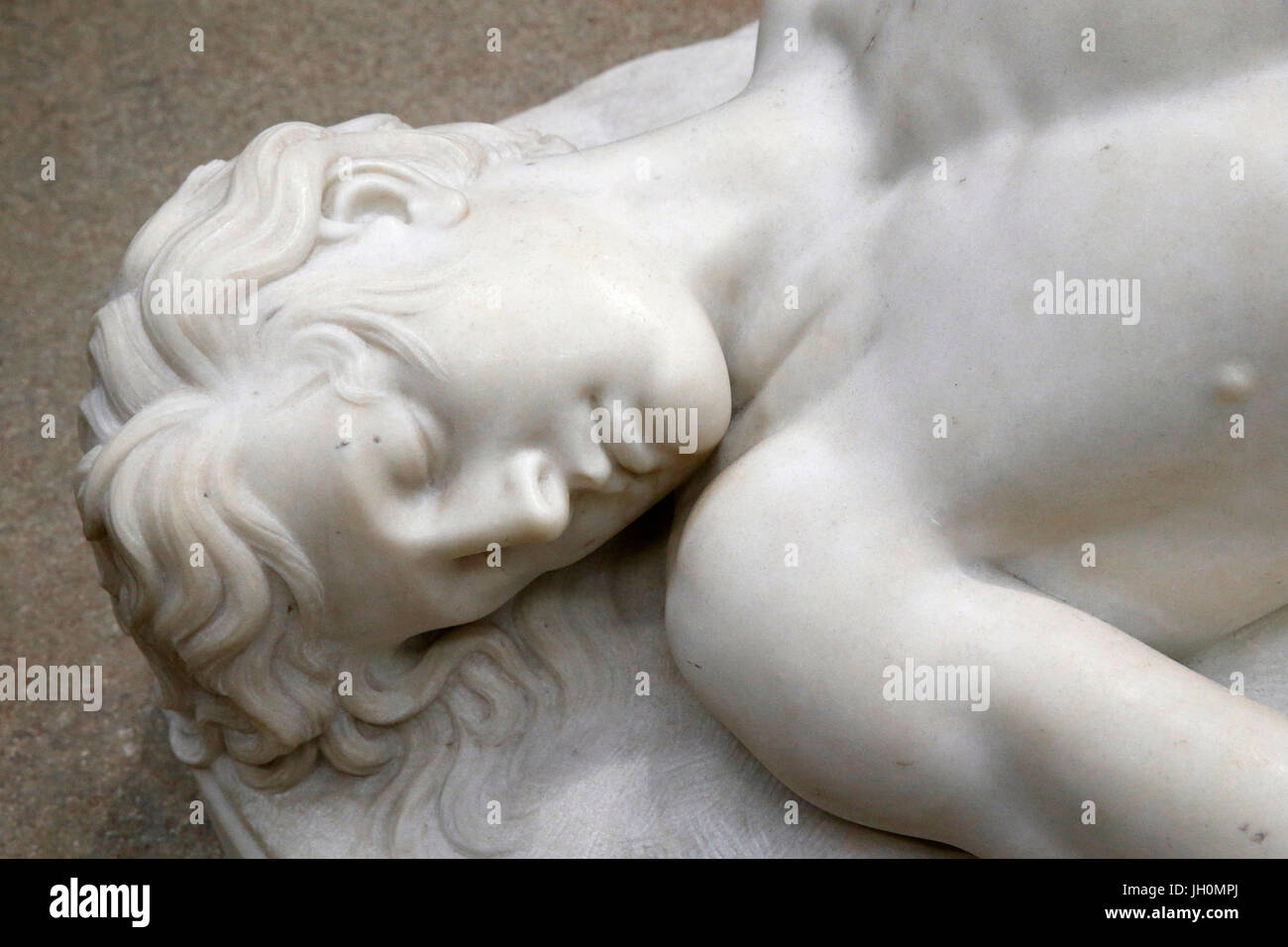 Orsay museum, Paris. Emile Feugre des Forts. Dead Abel. 1865. Marble. France. Paris. France. Stock Photo