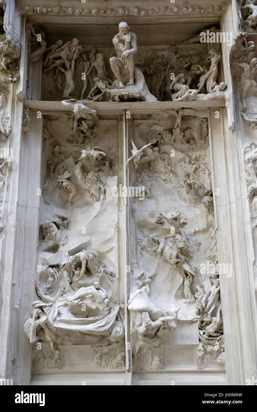 Orsay museum. Auguste Rodin. Gates of Hell. Plaster. 1880-19017. Paris. France. Stock Photo