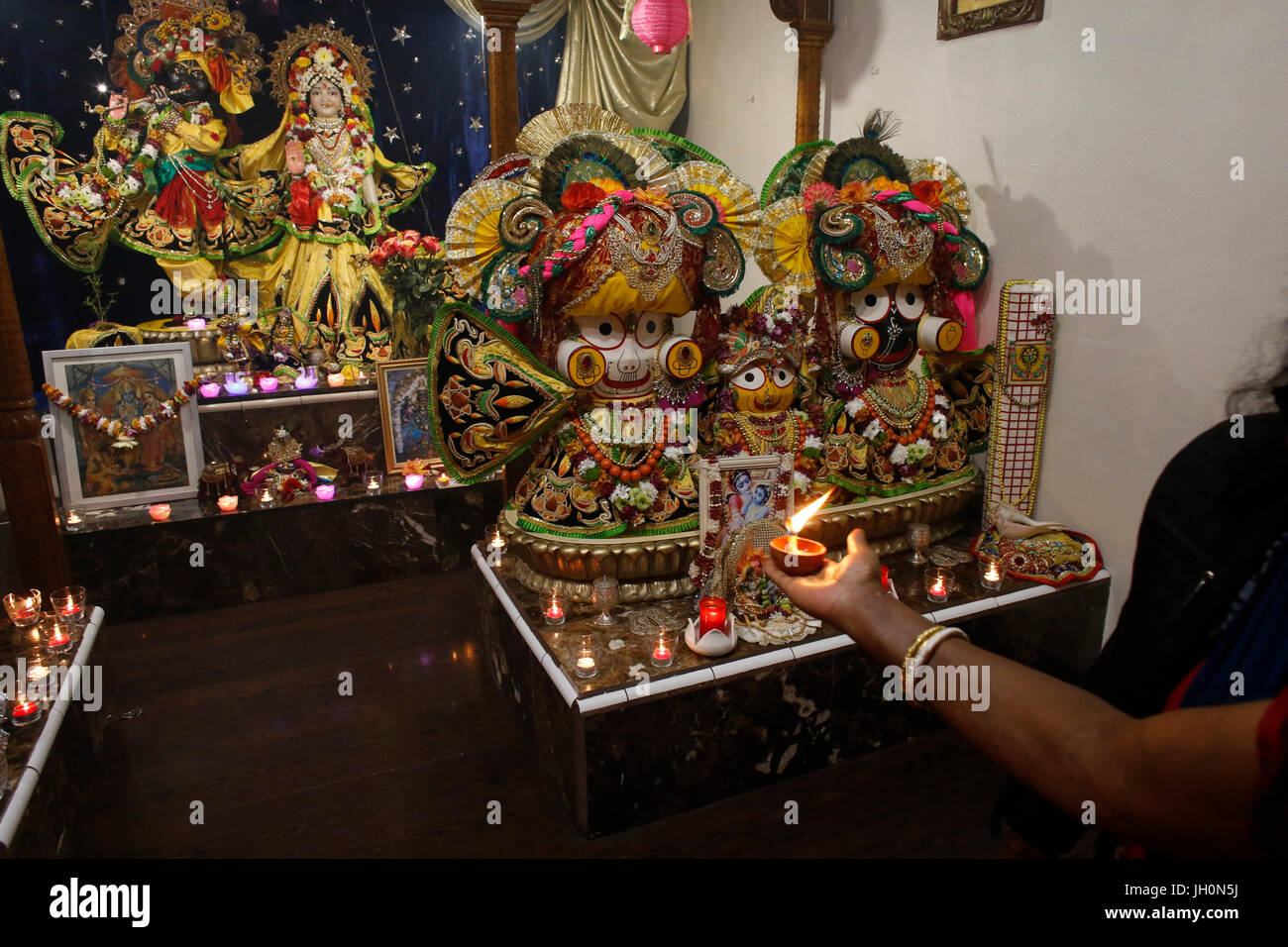 Hindu celebrating Diwali festival. France. Stock Photo