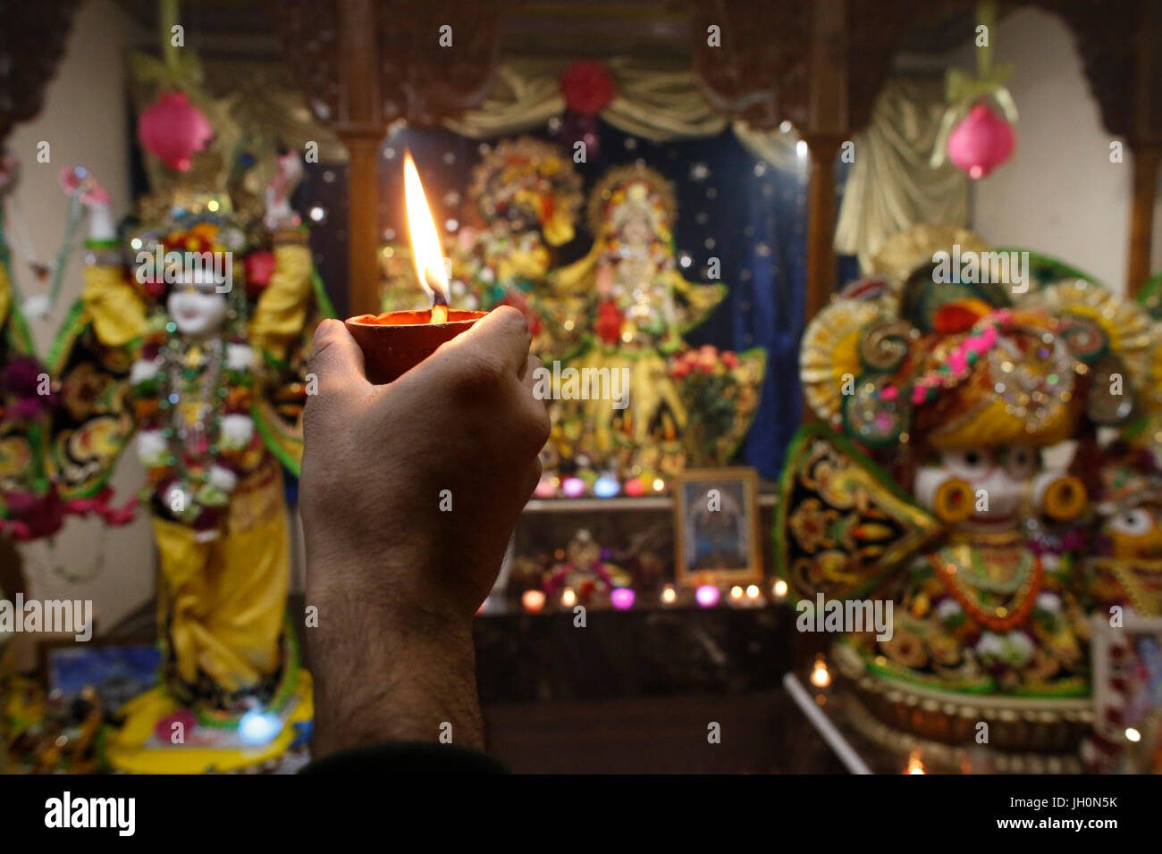 Hindu celebrating Diwali festival. France. Stock Photo