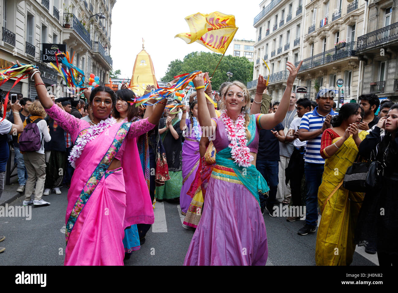 Ratha Yatra charriot festival in Paris. France. Stock Photo