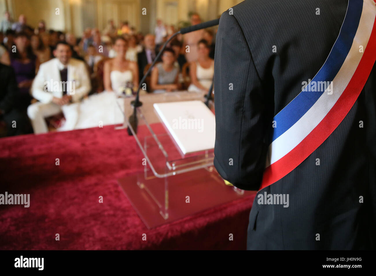 Civil wedding ceremony. City hall wedding.  France. Stock Photo
