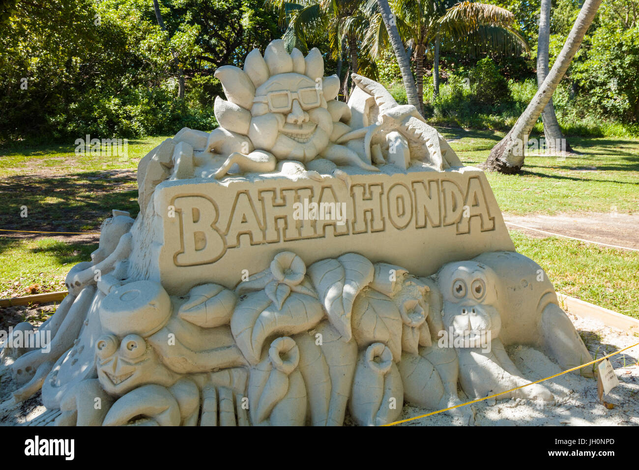 Sand sculpture in  Bahia Honda State Park on Big Pine Key in the Florida Keys Stock Photo