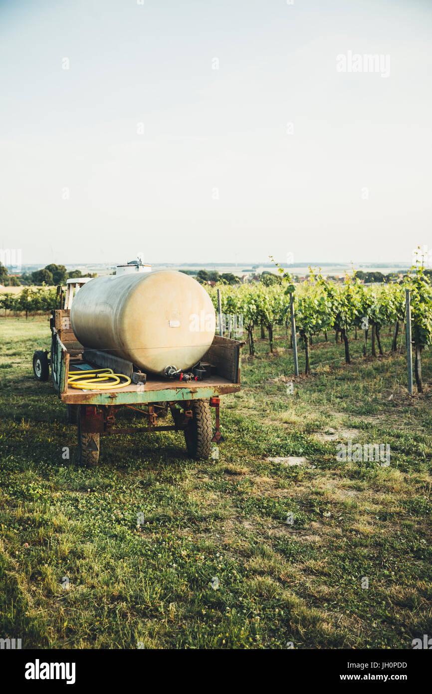 Pestizide am Weinberg, Weinviertel, Österreich Stock Photo