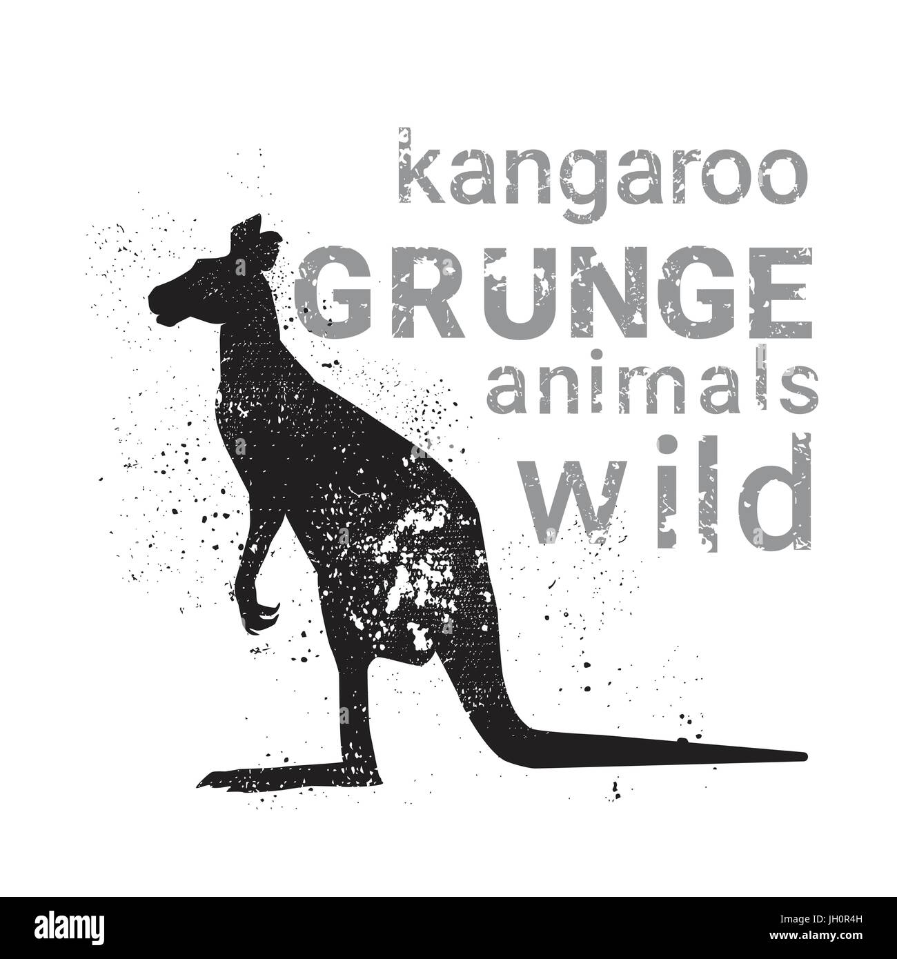 Silhouette Kangaroo In Grunge Design Style Animal Icon Stock Vector 