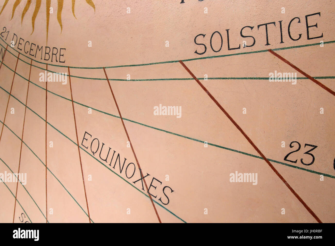 Sundial. Close-up.  Solstice.  France. Stock Photo