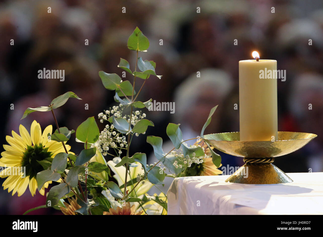Church candle on altar. France Stock Photo Alamy