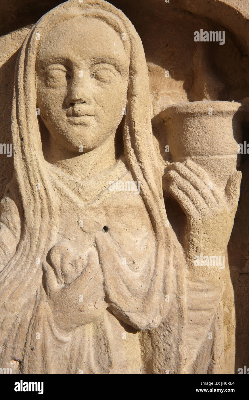 Saint Denis basilica. Central portal. The wise Virgin. France Stock
