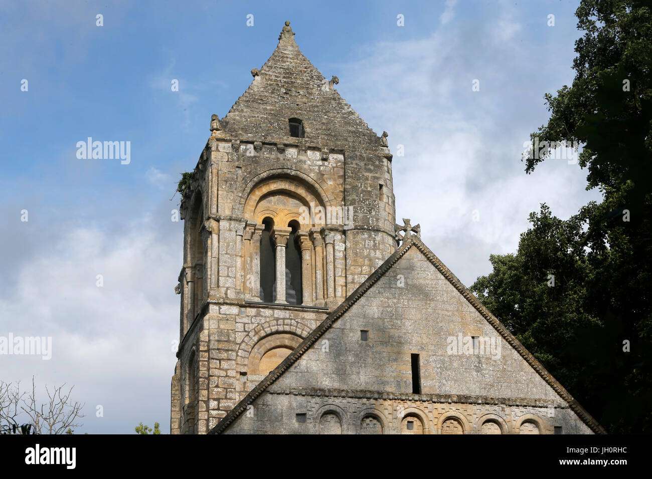 Saint Peter's Romanesque church, Thaon (11th century). France. Stock Photo