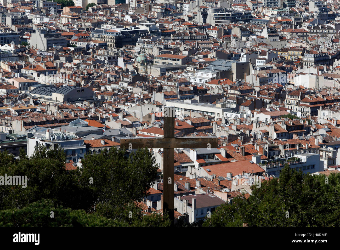 View of Marseille from Notre-Dame de la Garde basilica, Marseille.  France. Stock Photo