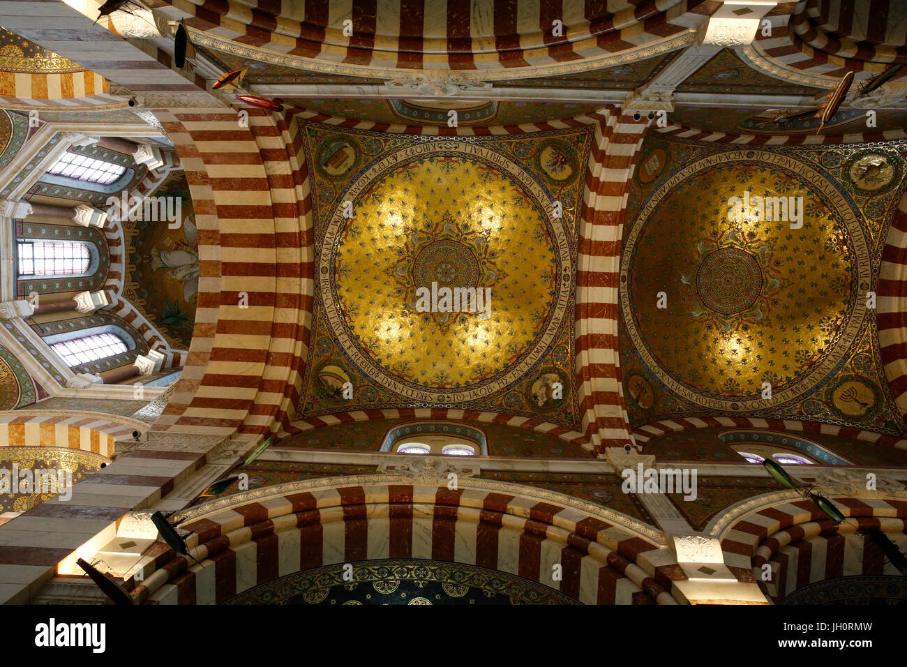 Notre-Dame de la Garde basilica, Marseille. Cupolas. France. Stock Photo