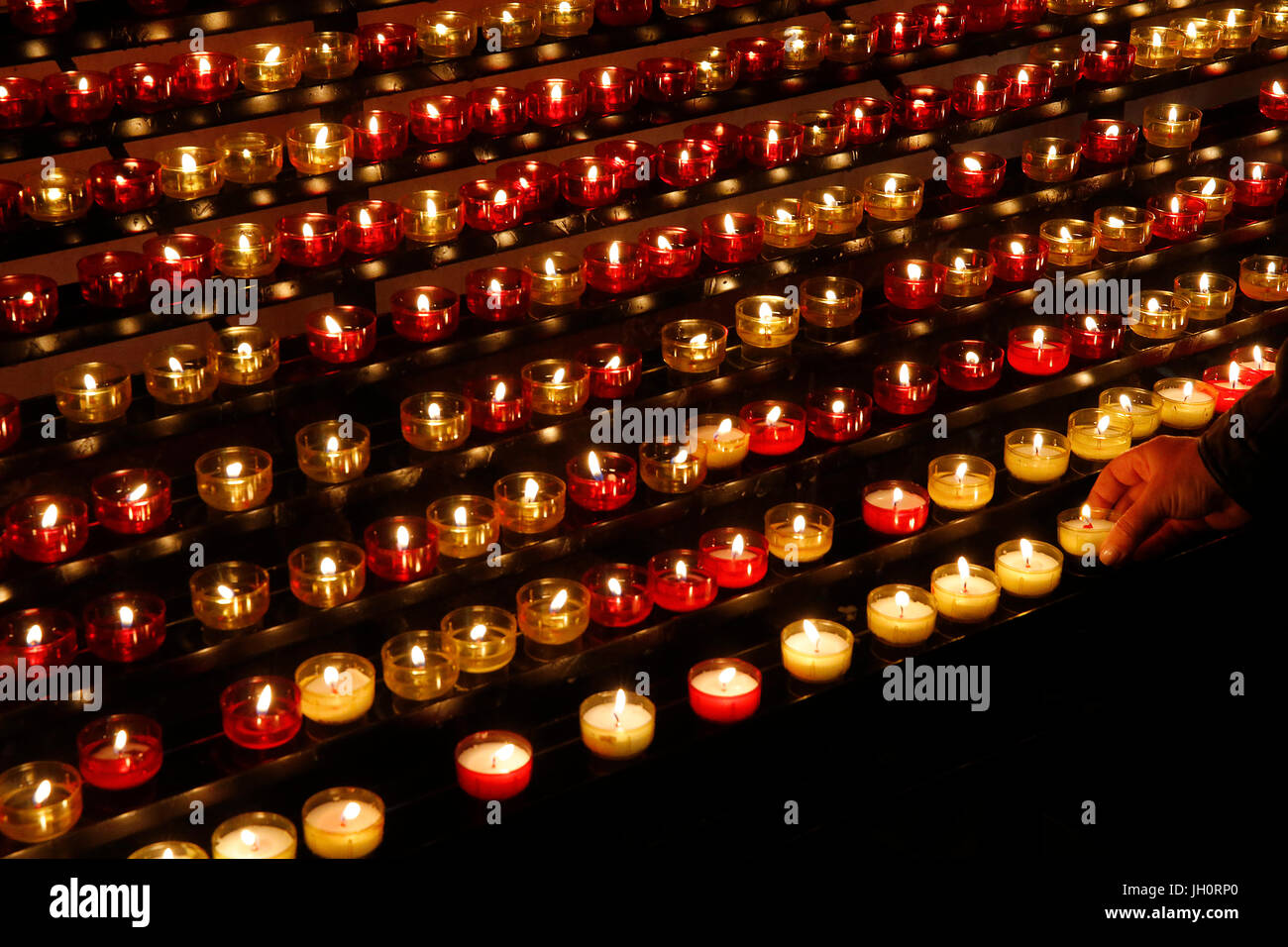 NotreDame de la Garde basilica, Marseille. Crypt. Candles. France