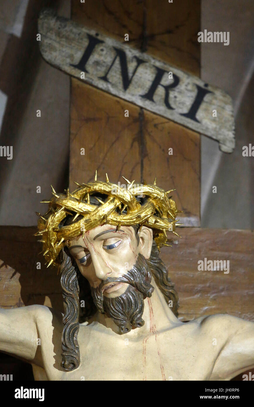 Notre-Dame de la Garde basilica, Marseille.  Jesus on the cross (16th century) France. Stock Photo