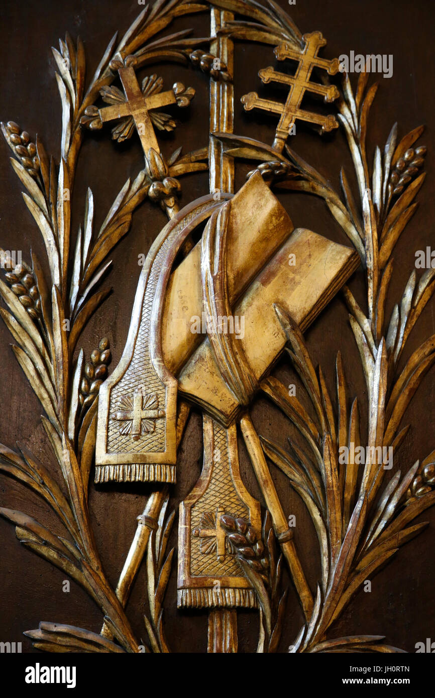 Saint Cannat Les Precheurs church, Marseille.  Christian symbols. France. Stock Photo