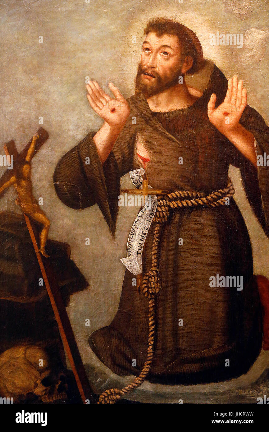 St Francis of Assisi painting, Joseph Arakel collection. France. Stock Photo