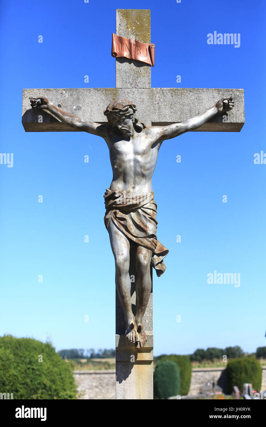 Jesus Christ on the cross. Coulommes. Stock Photo