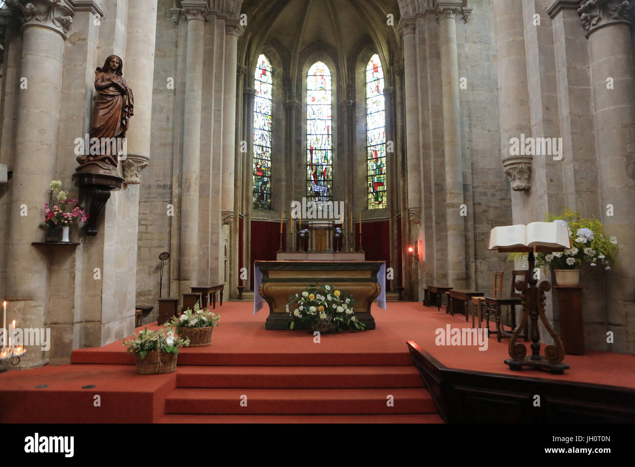 Altar. Church of Our Lady. XIII th century. Altar. Cluny. France. Stock Photo