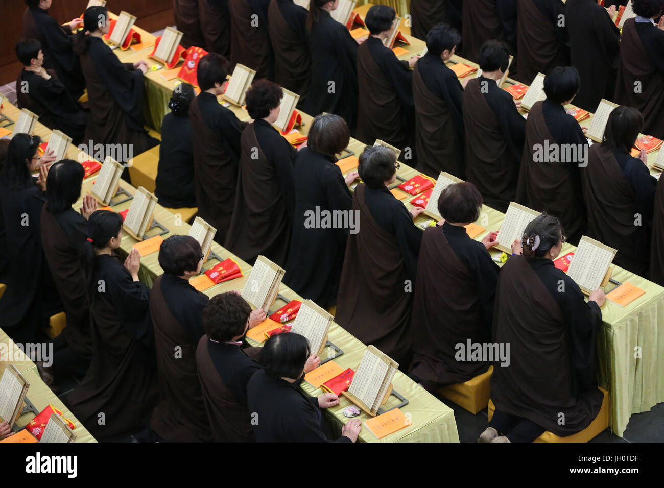 Fo Guang Shan temple the biggest buddhist temple in Europe.  Buddhist ceremony.  France. Stock Photo