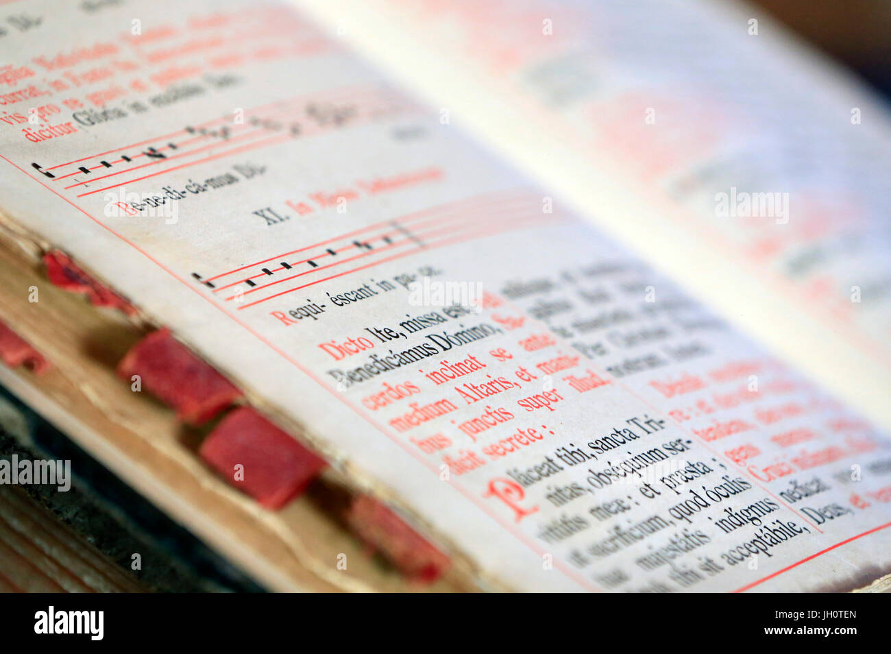 Champel chapel.  Old missal in latin.  France. Stock Photo