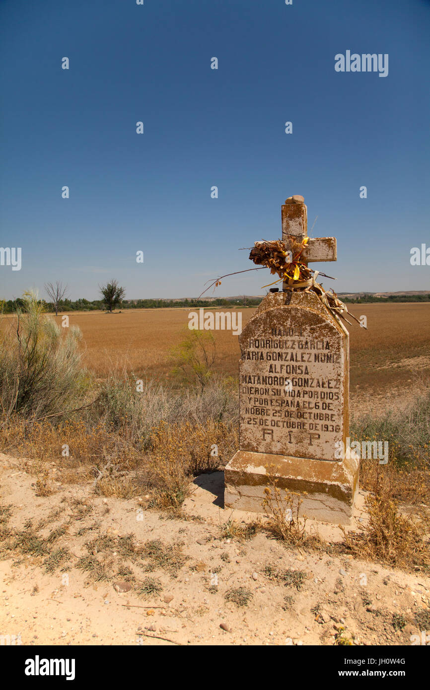 Memorial to a Spanish family killed during the Spanish civil war in the countryside near Aranjuez in the Madrid province of Spain Stock Photo