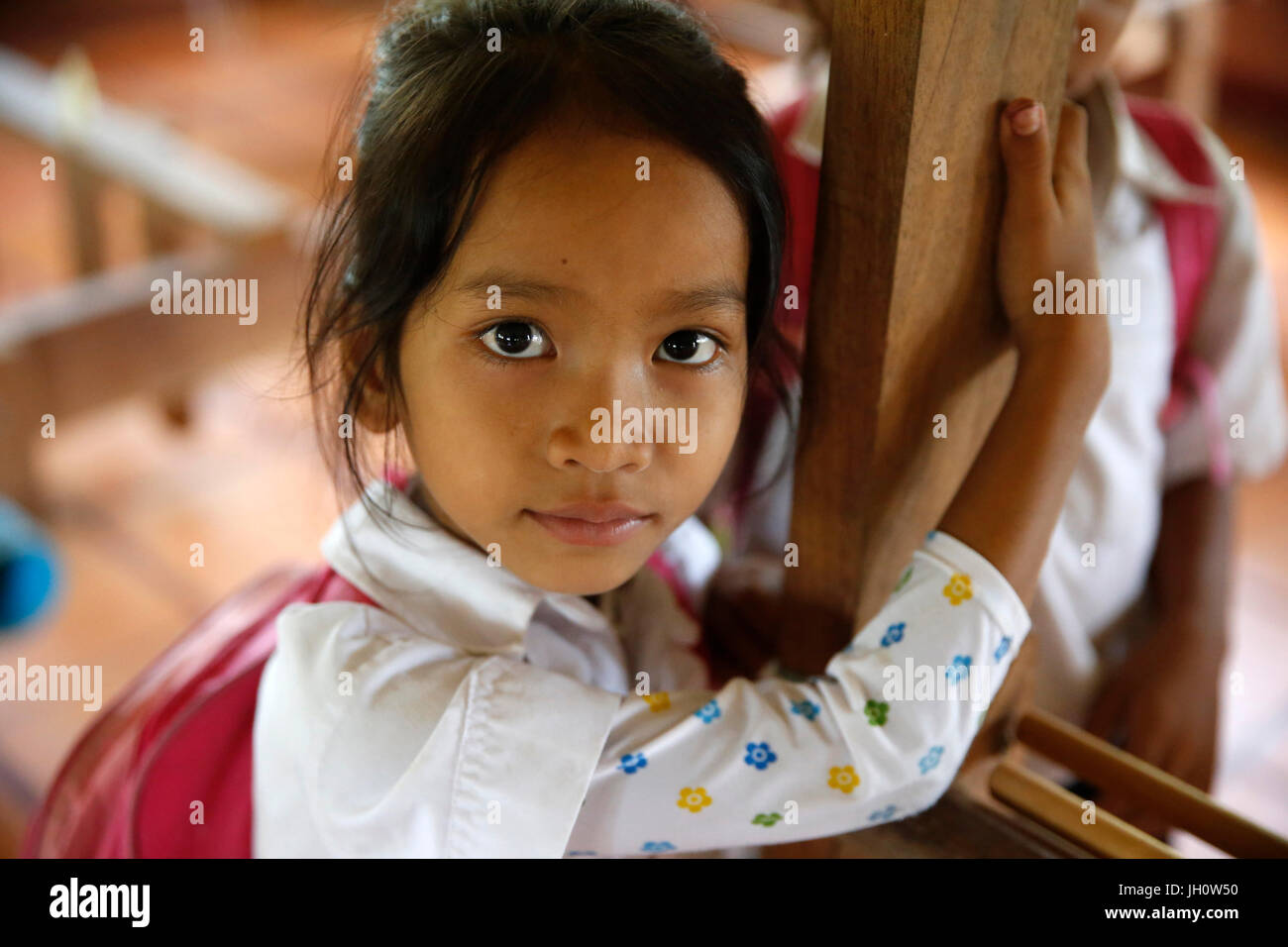 Arrupe Karuna Krom outreach program run by the Catholic church (jesuits) in Battambang, Cambodia. Schoolgirl. Stock Photo