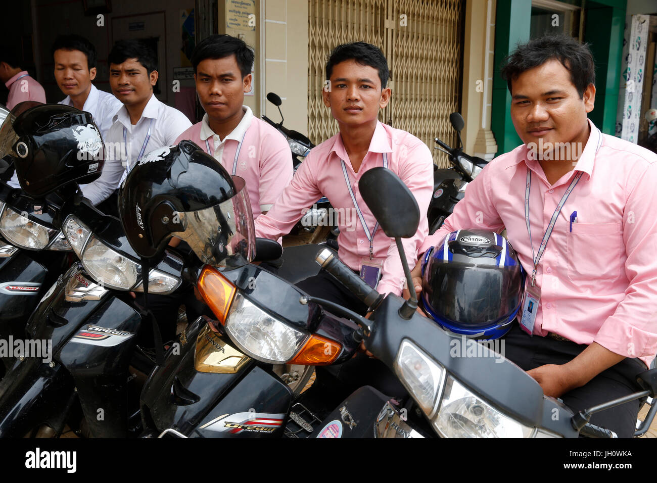 Chamroeun microfinance Battambang branch office loan officers. Cambodia. Stock Photo