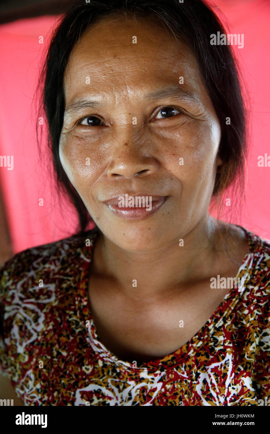 Chamroeun microfinance client Voeurng Savoeurn. Cambodia. Stock Photo