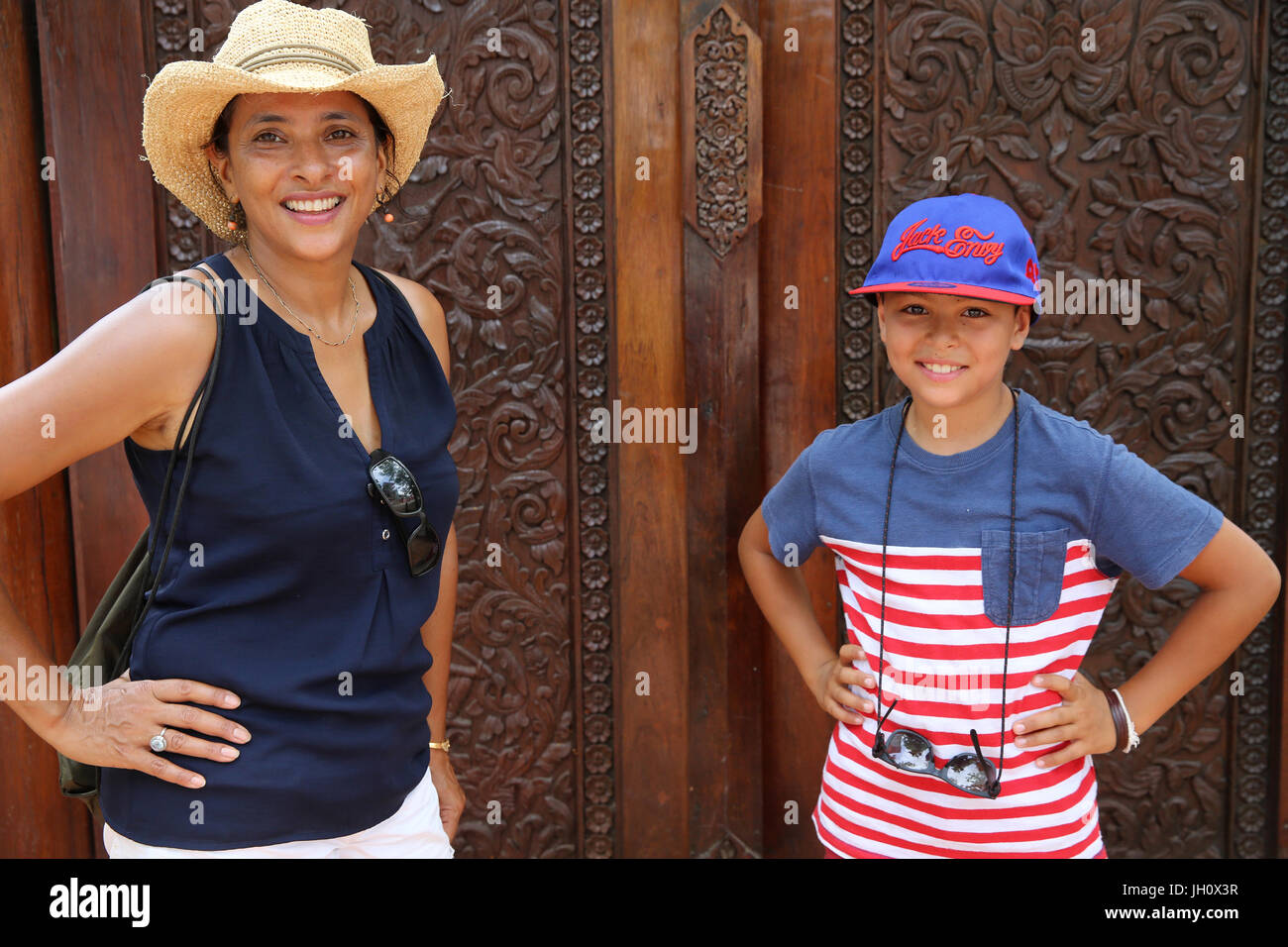 Mother and son visiting Cambodia. Cambodia. Stock Photo