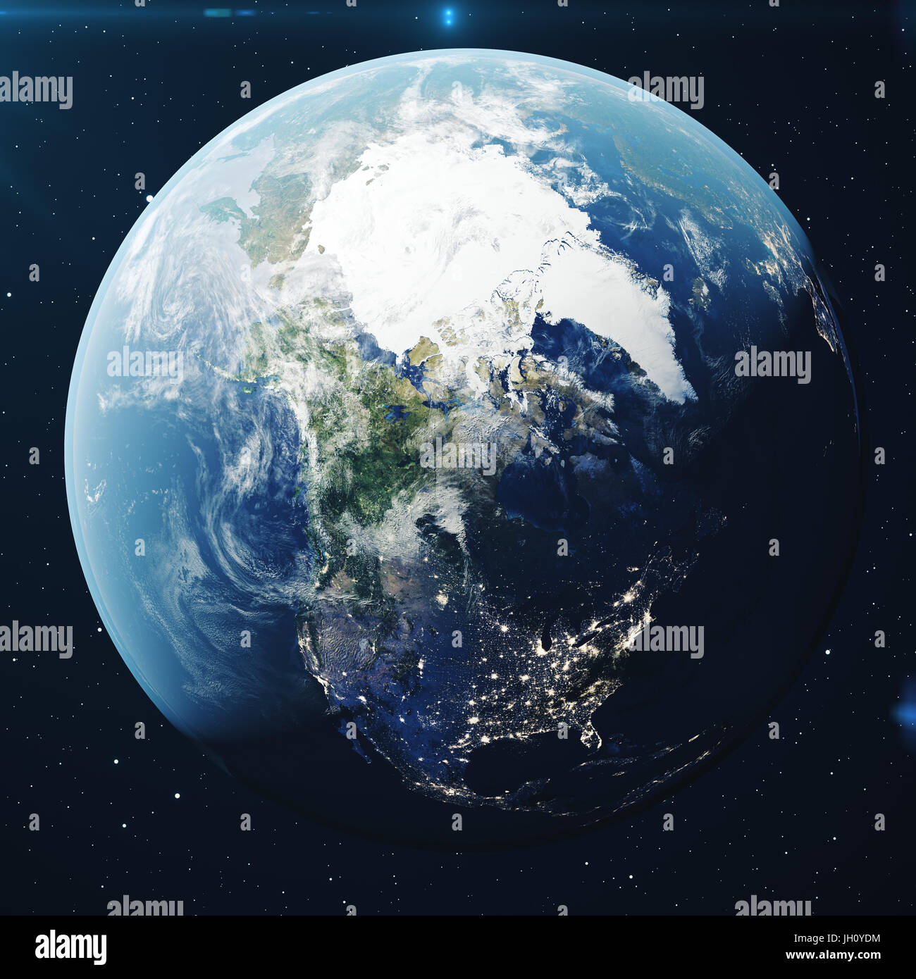 3D Rendering Planet earth from the space at night. The World Globe from ...