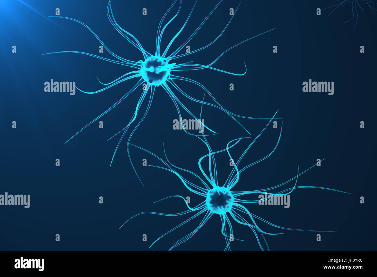 Conceptual illustration of neuron cells with glowing link knots ...