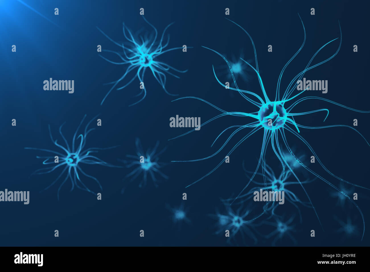Conceptual illustration of neuron cells with glowing link knots ...