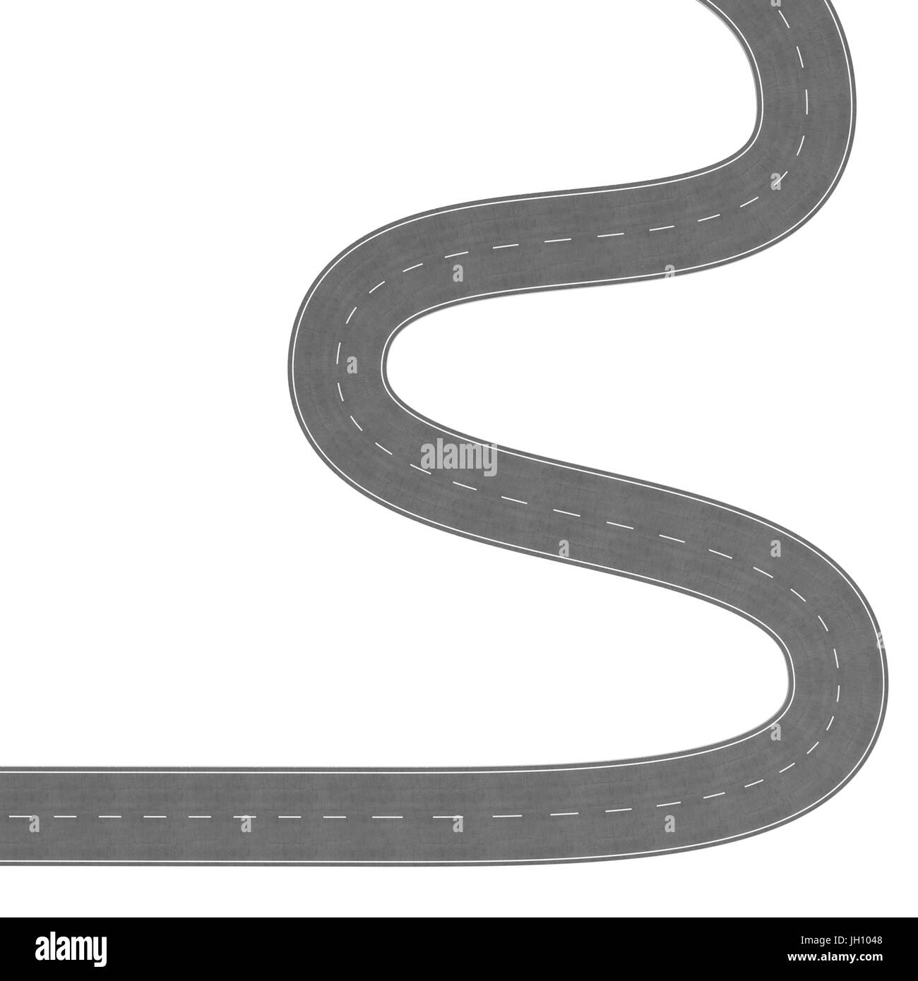 Winding Road isolated on White Background. Road way location infographic template. Two-way road bending on a white background. Asphalt road with turns Stock Photo
