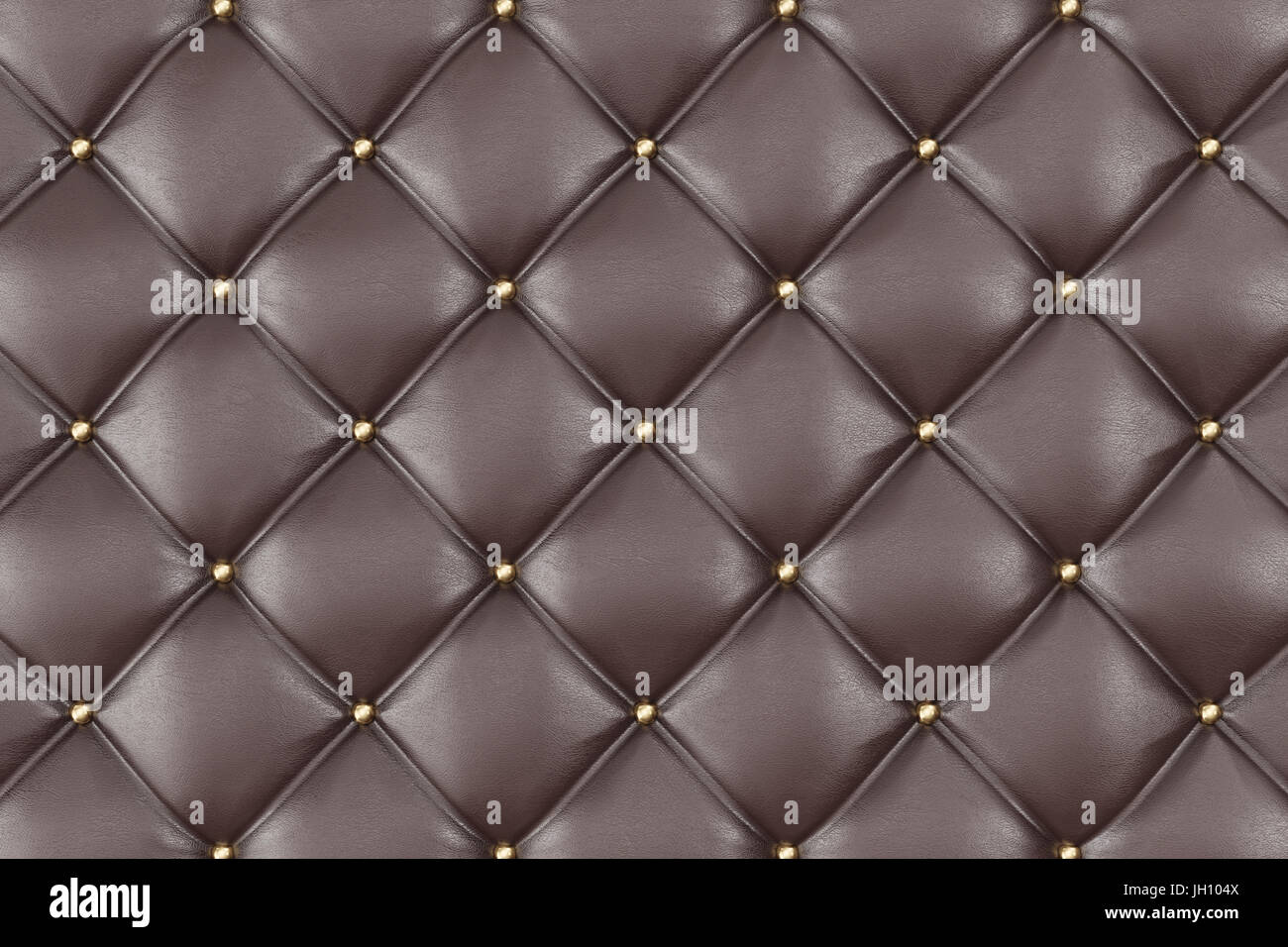 Brown Leather Upholstery Sofa Background. Brown Luxury Decoration Sofa. Elegant Brown Leather Texture With Buttons For Pattern and Background. Leather Stock Photo