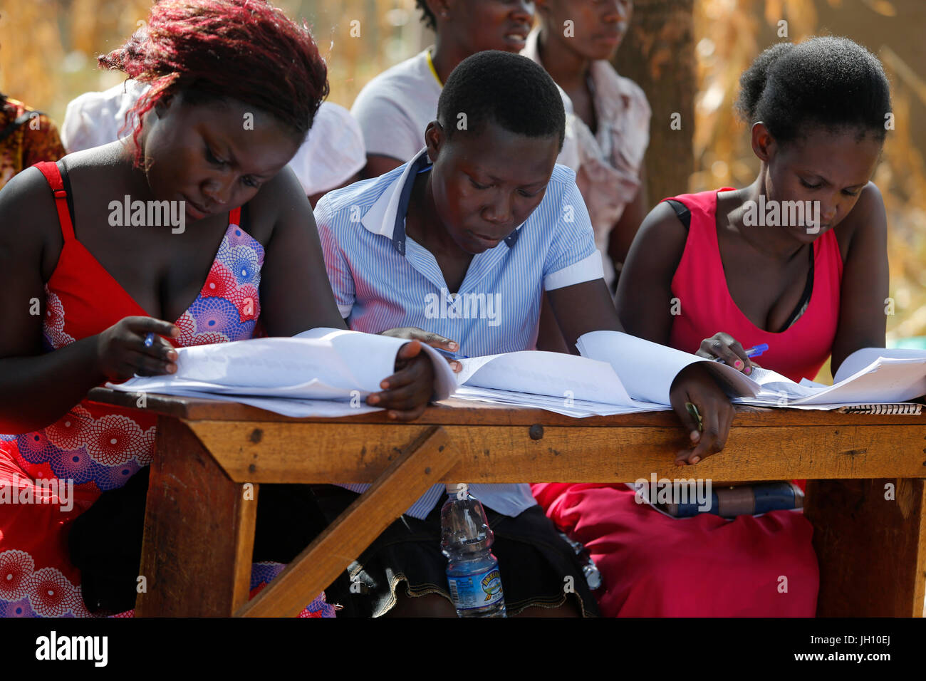 Presidential election in Uganda. Polling assistants. Stock Photo