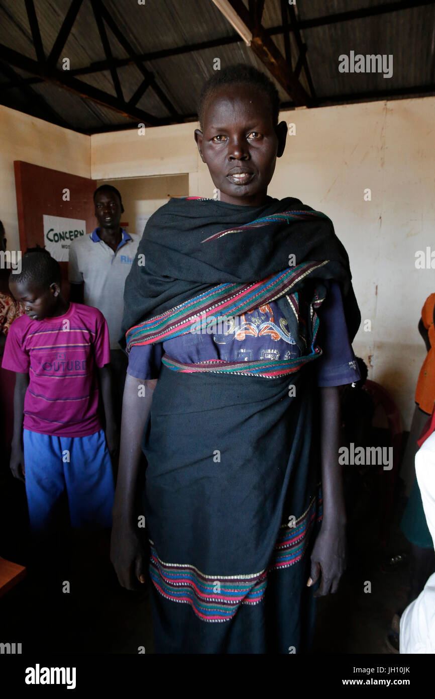 Kiryangondo refugee camp. Malnutrition prevention program run by Concern worldwide. Uganda. Stock Photo