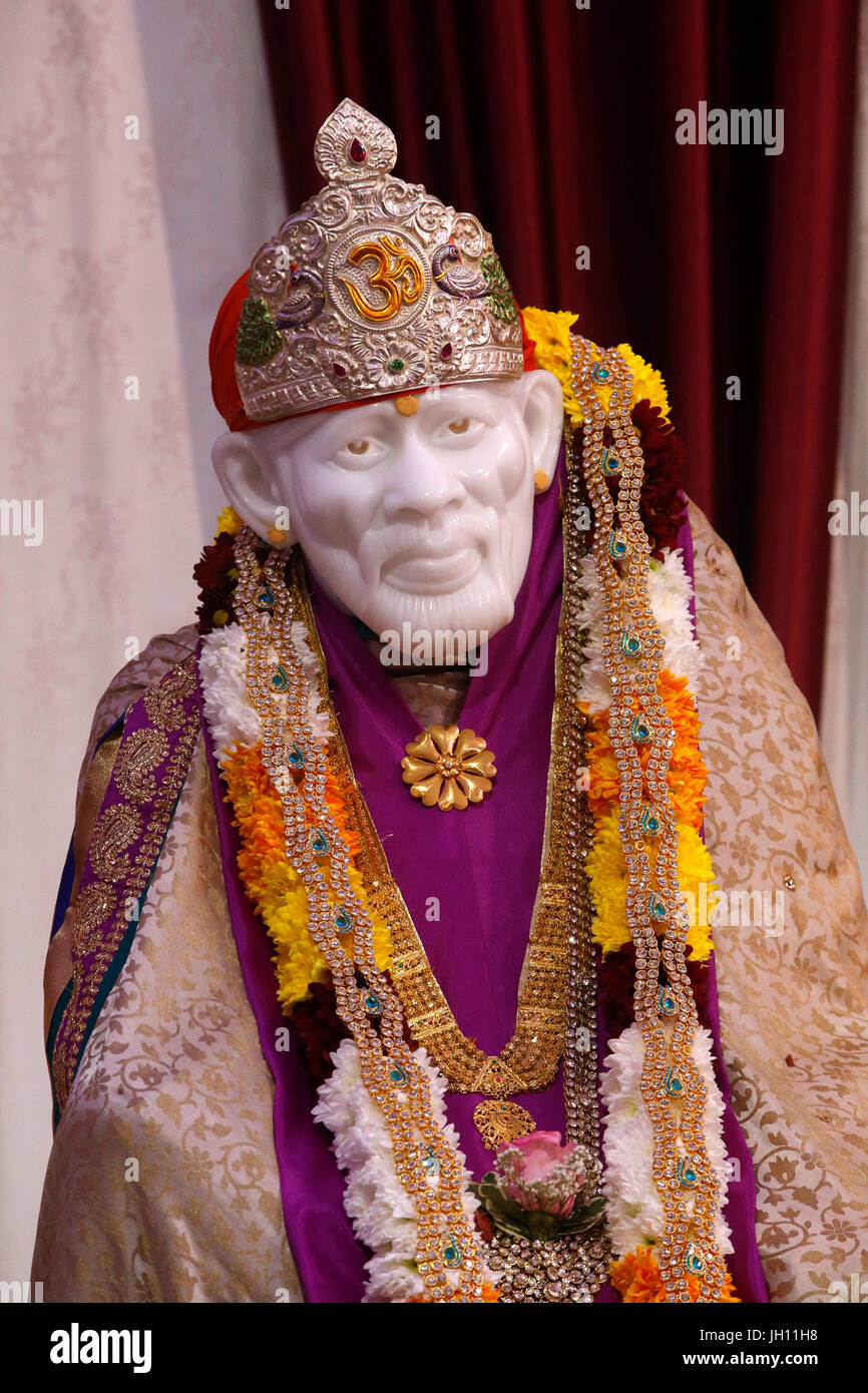 Shirdi Sai Baba temple, Leicester. Shirdi Sai Baba murthi. United ...