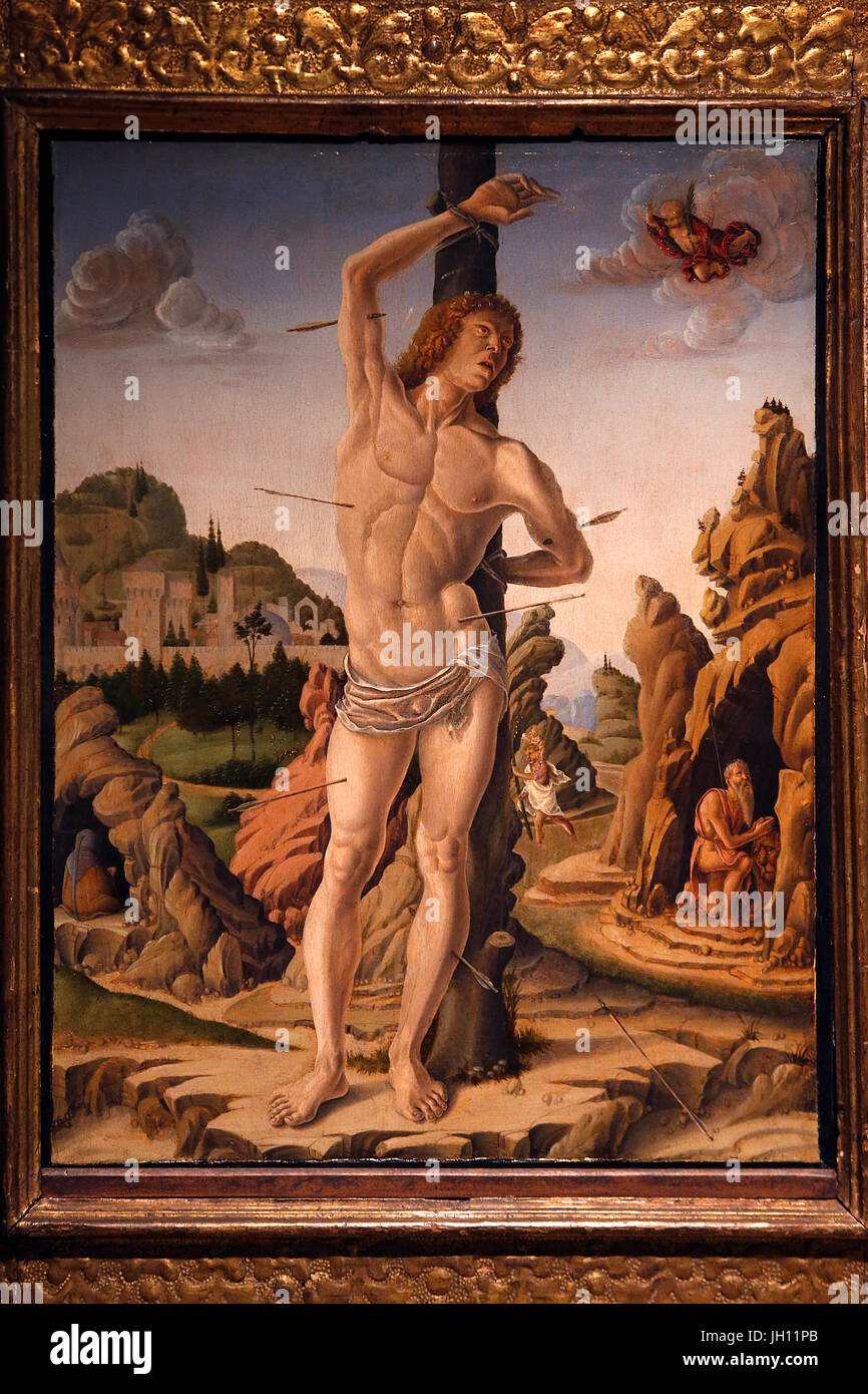 The Courtauld Gallery. Marco Zoppo. St Sebastian. Around 1475-78. OIl and tempera on panel. United kingdom. Stock Photo
