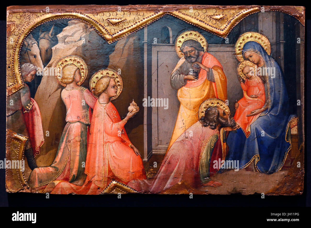 The Courtauld Gallery. Lorenzo Monaco. Predella Panel - The Adoration of the Magi. Around 1409. Tempera on panel. United kingdom. Stock Photo