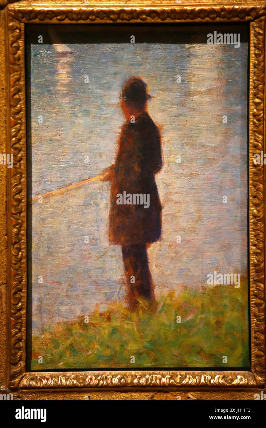 The Courtauld Gallery. Georges Seurat. The Angler, around 1882. Oil on panel. United kingdom. Stock Photo
